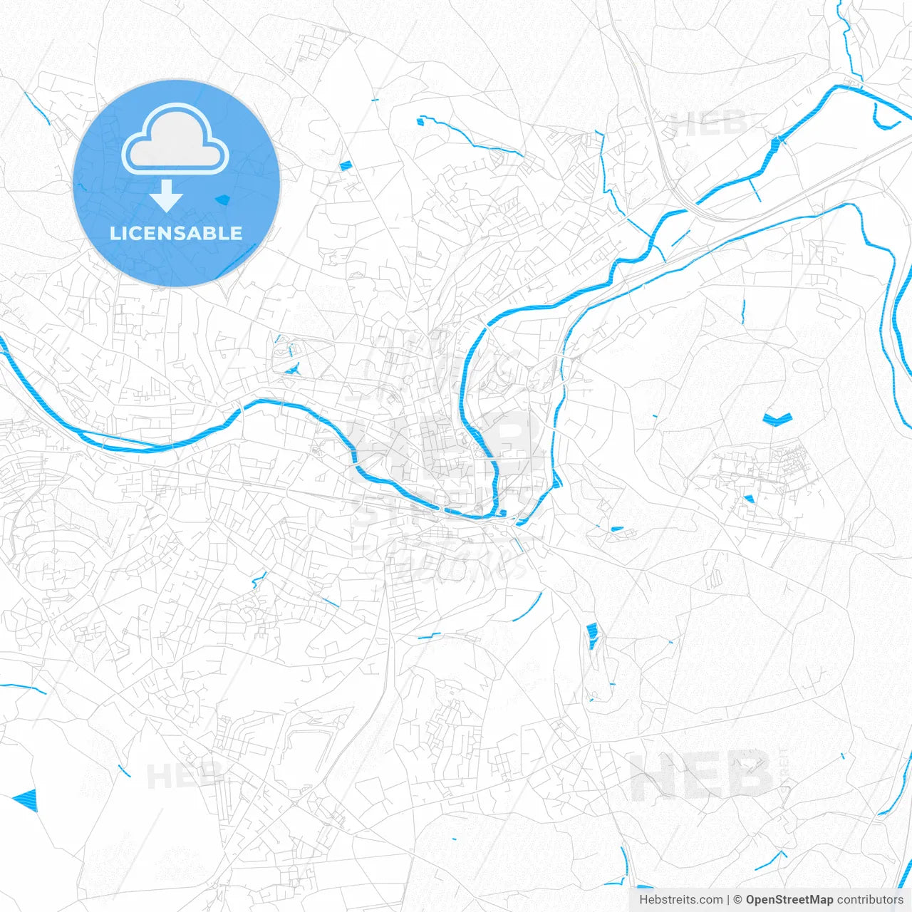 Bath, England PDF vector map with water in focus