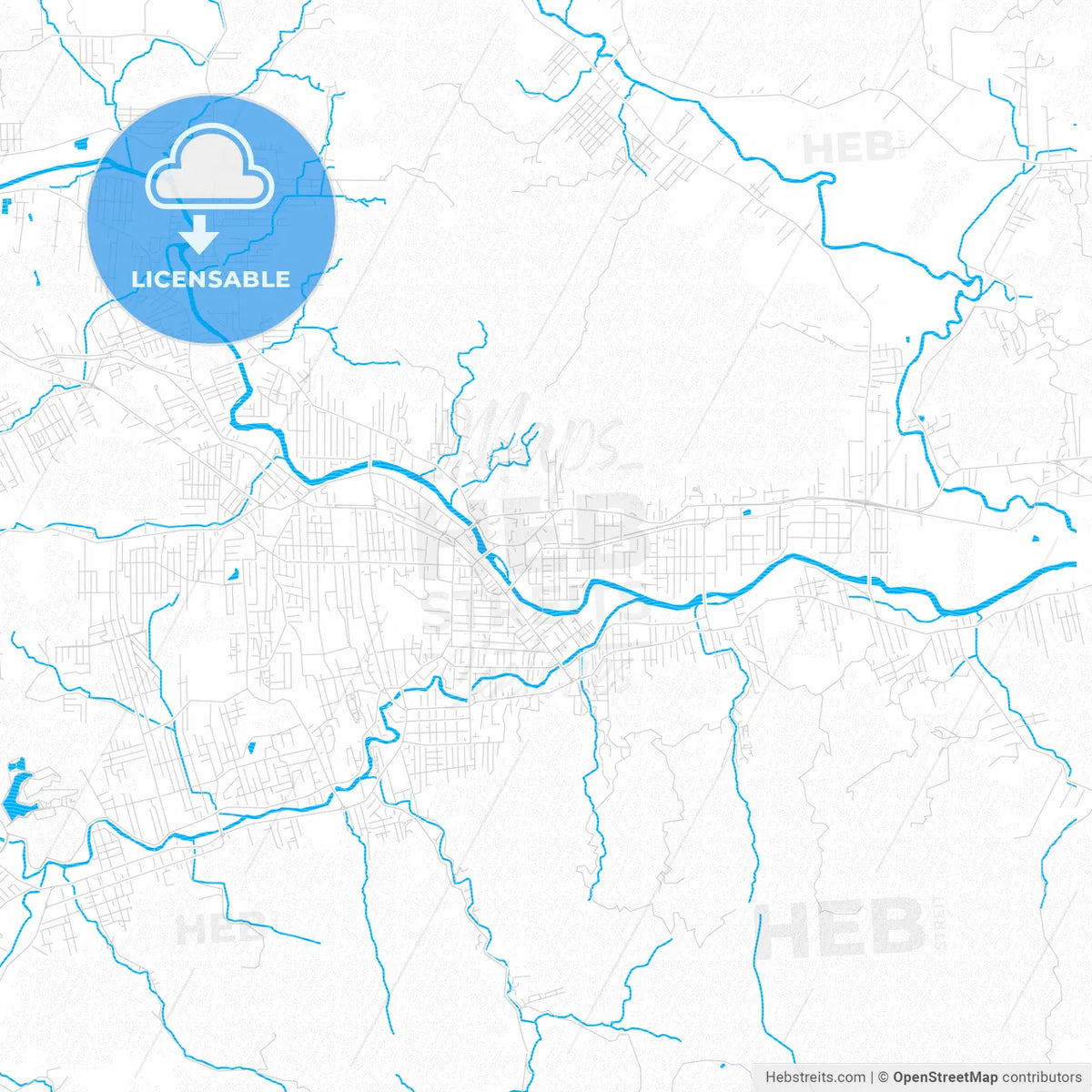 Jaragua do Sul, Brazil PDF vector map with water in focus