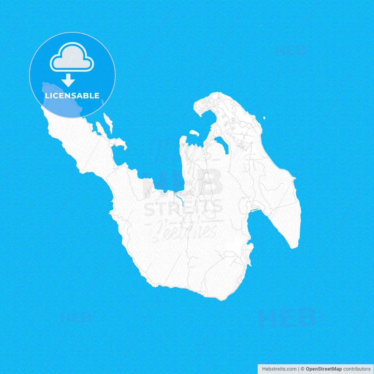 Sabang, Indonesia PDF vector map with water in focus
