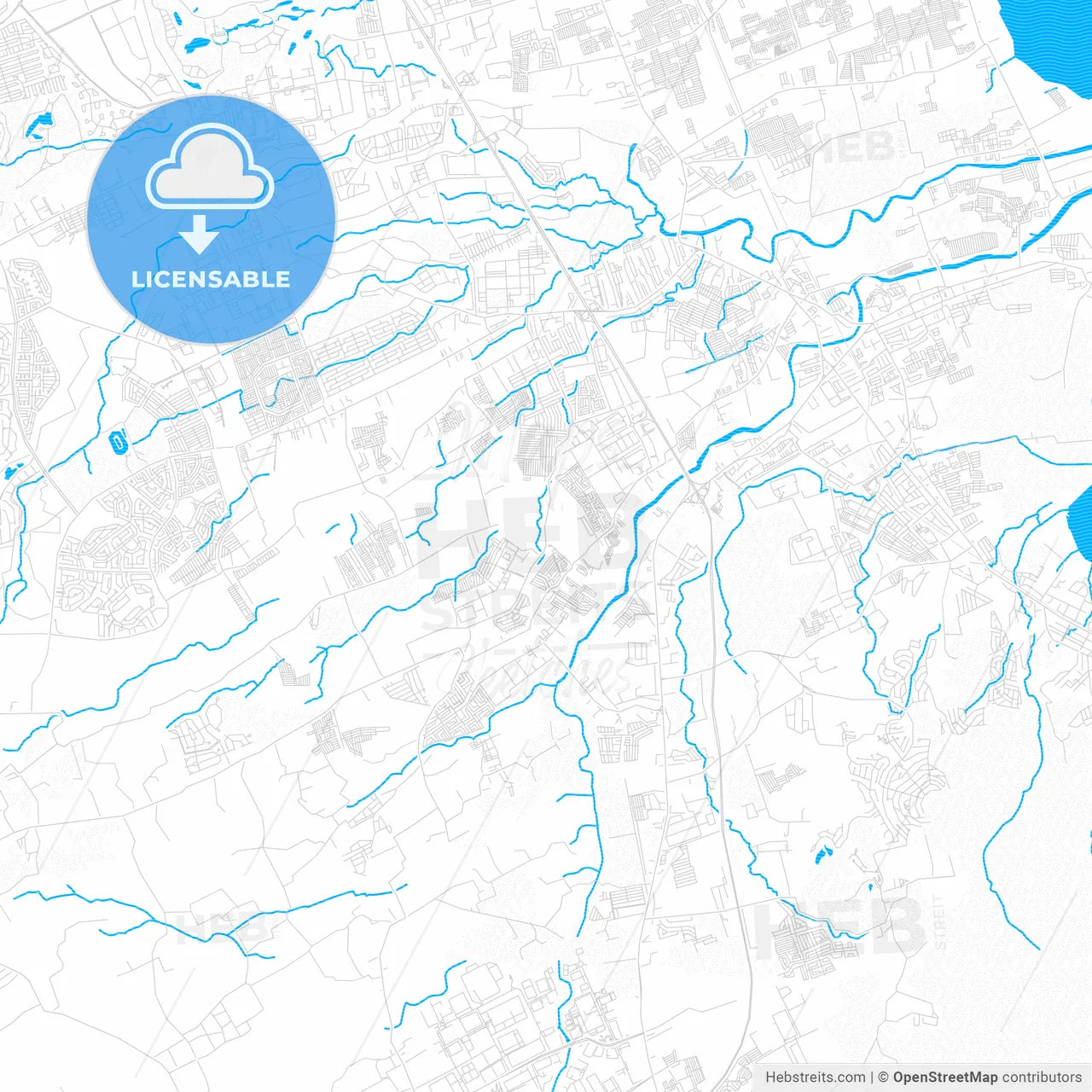 Calamba, Philippines PDF vector map with water in focus