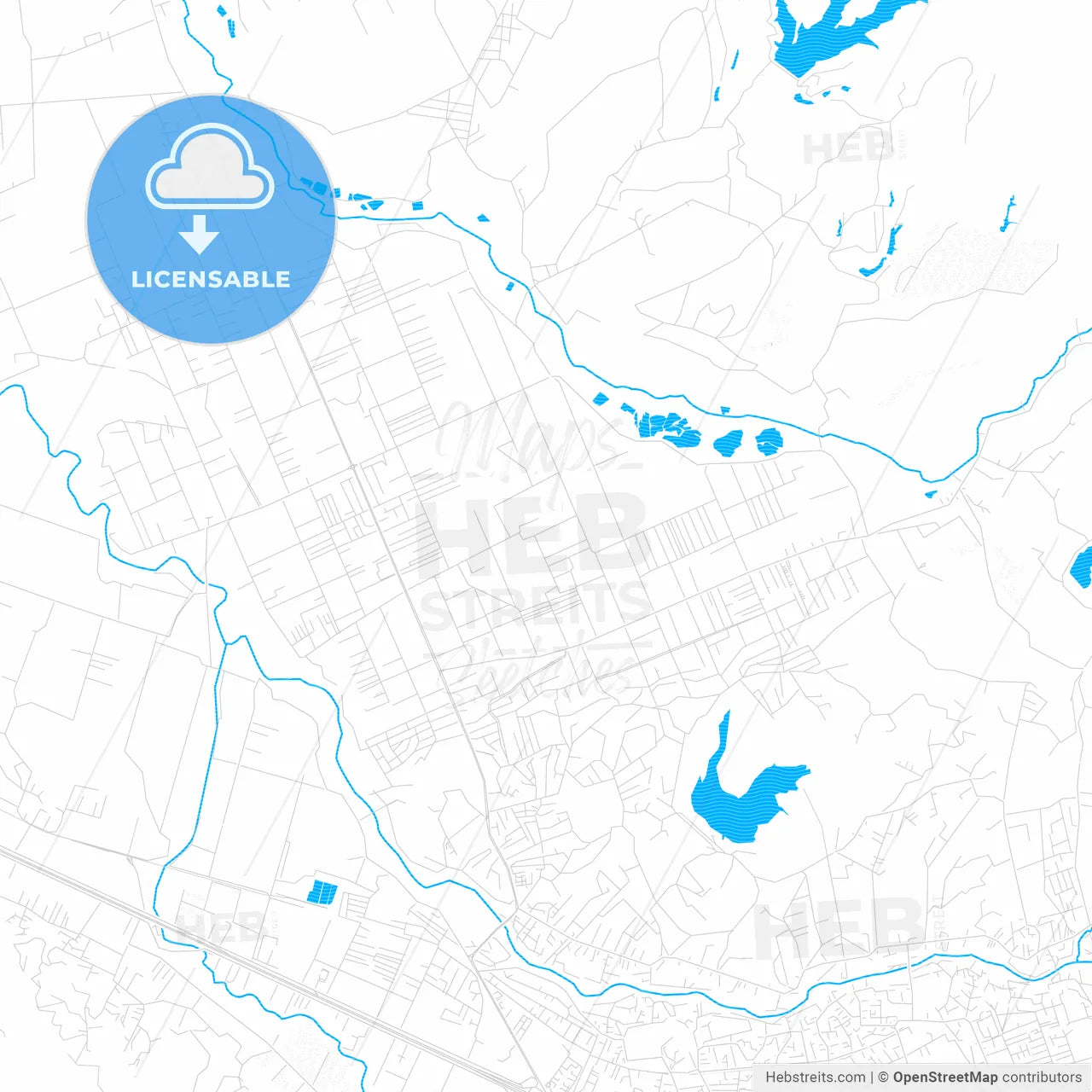 Kamëz, Albania PDF vector map with water in focus