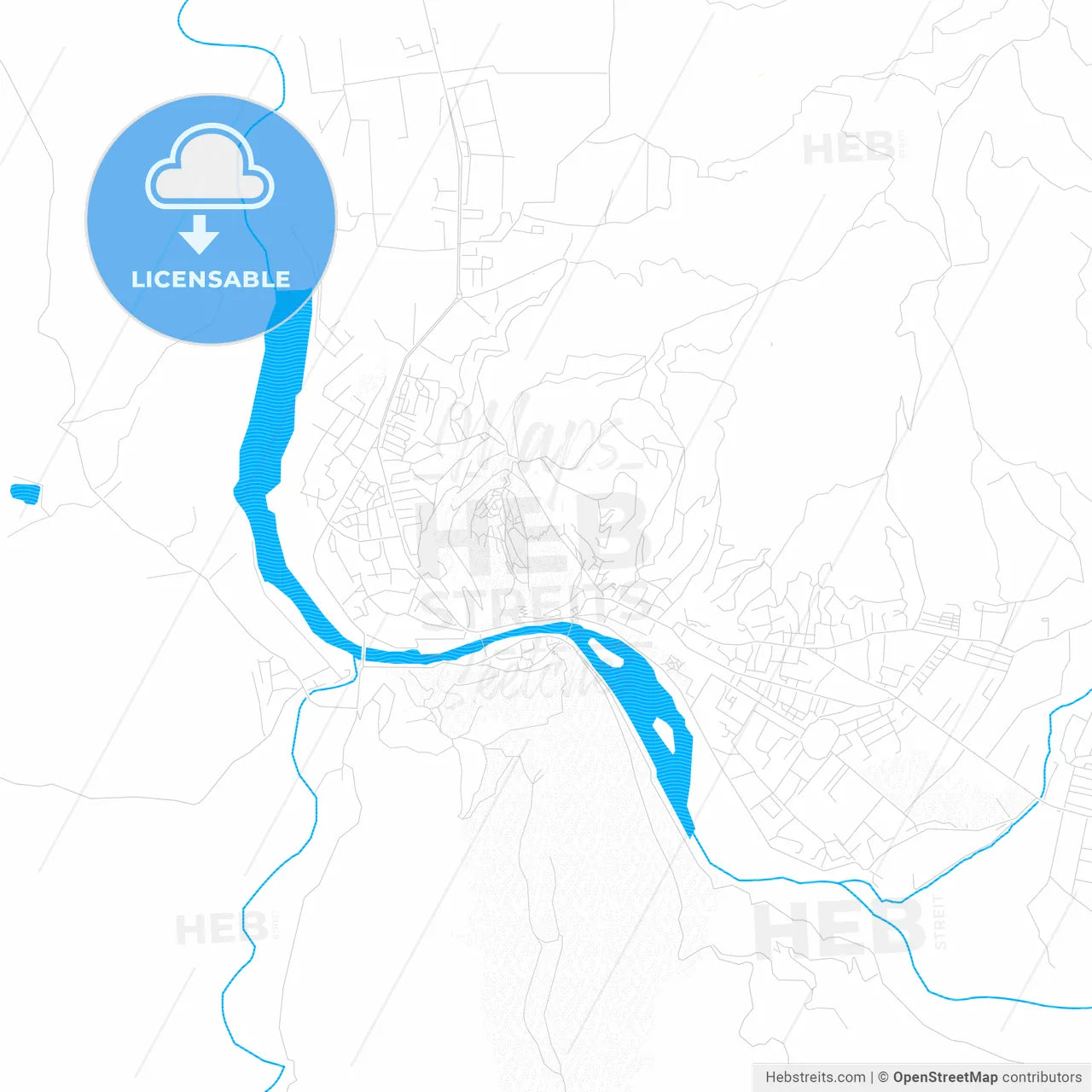 Berat, Albania PDF vector map with water in focus