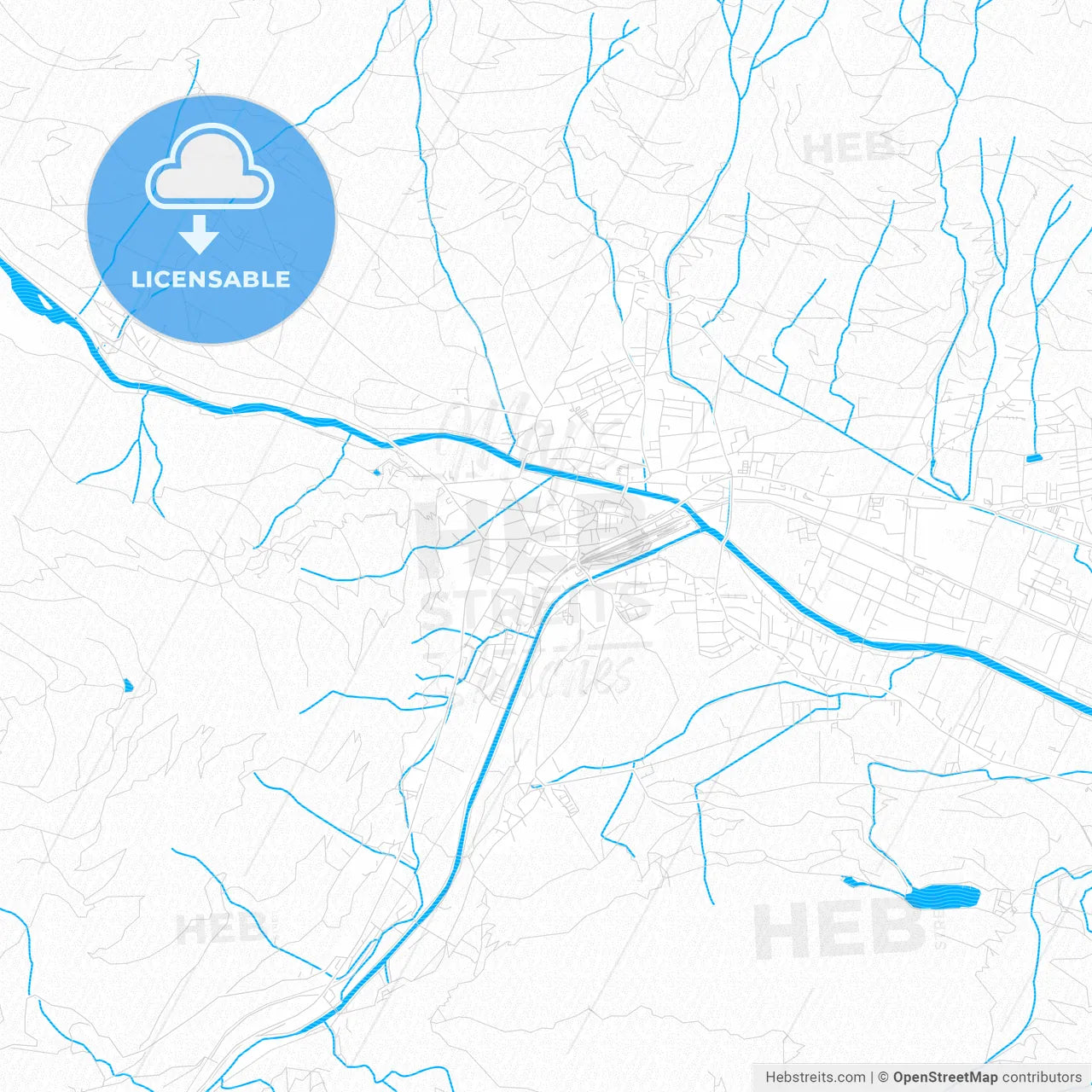 Lienz, Austria PDF vector map with water in focus