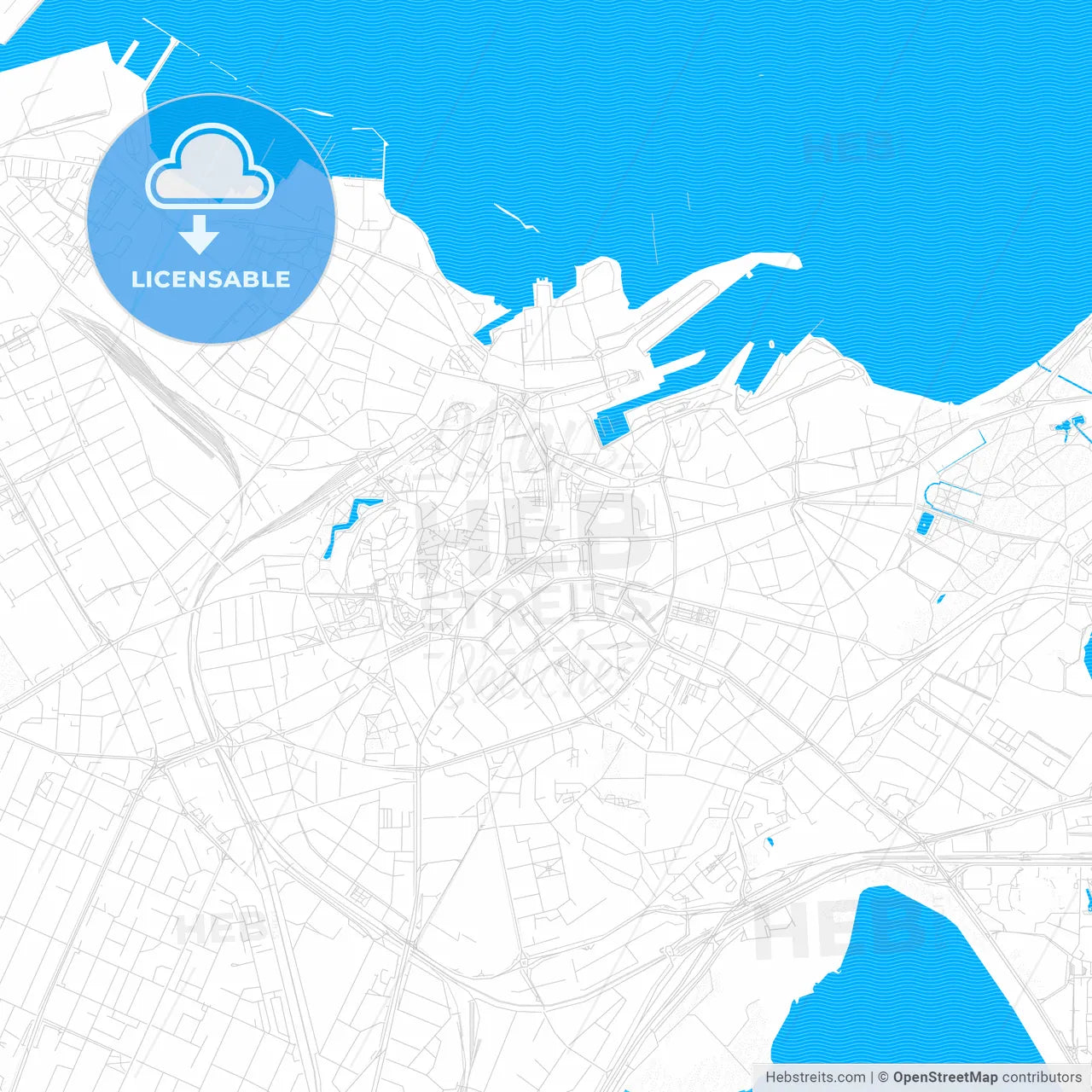Tallinn, Estonia PDF vector map with water in focus