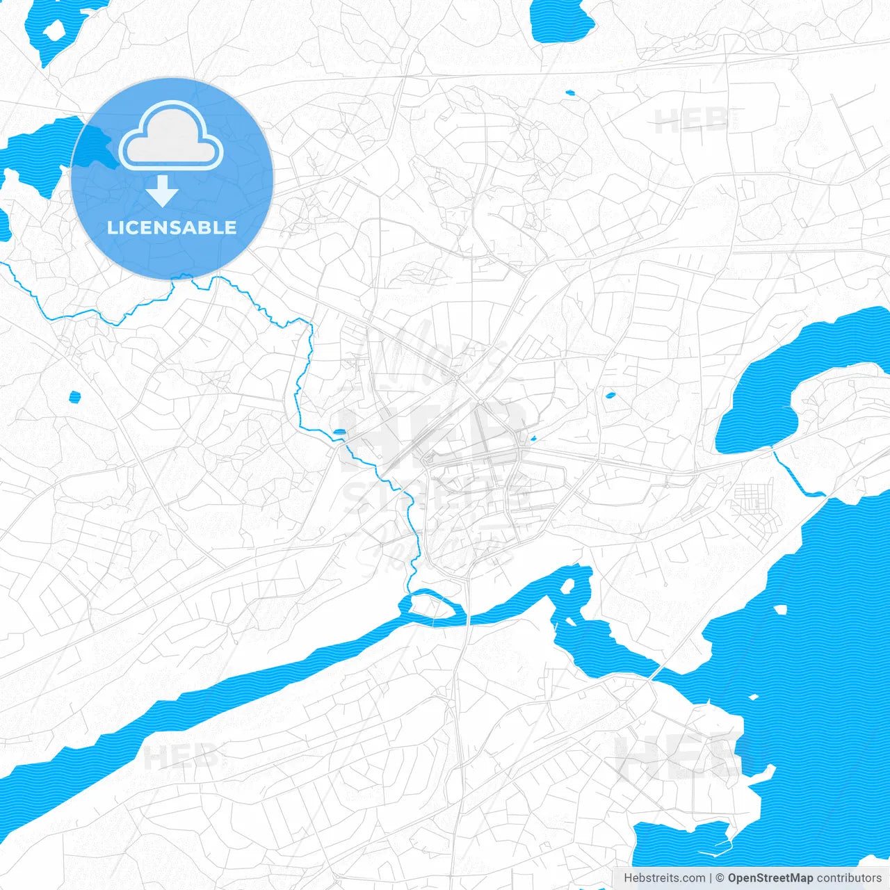 Nokia, Finland PDF vector map with water in focus