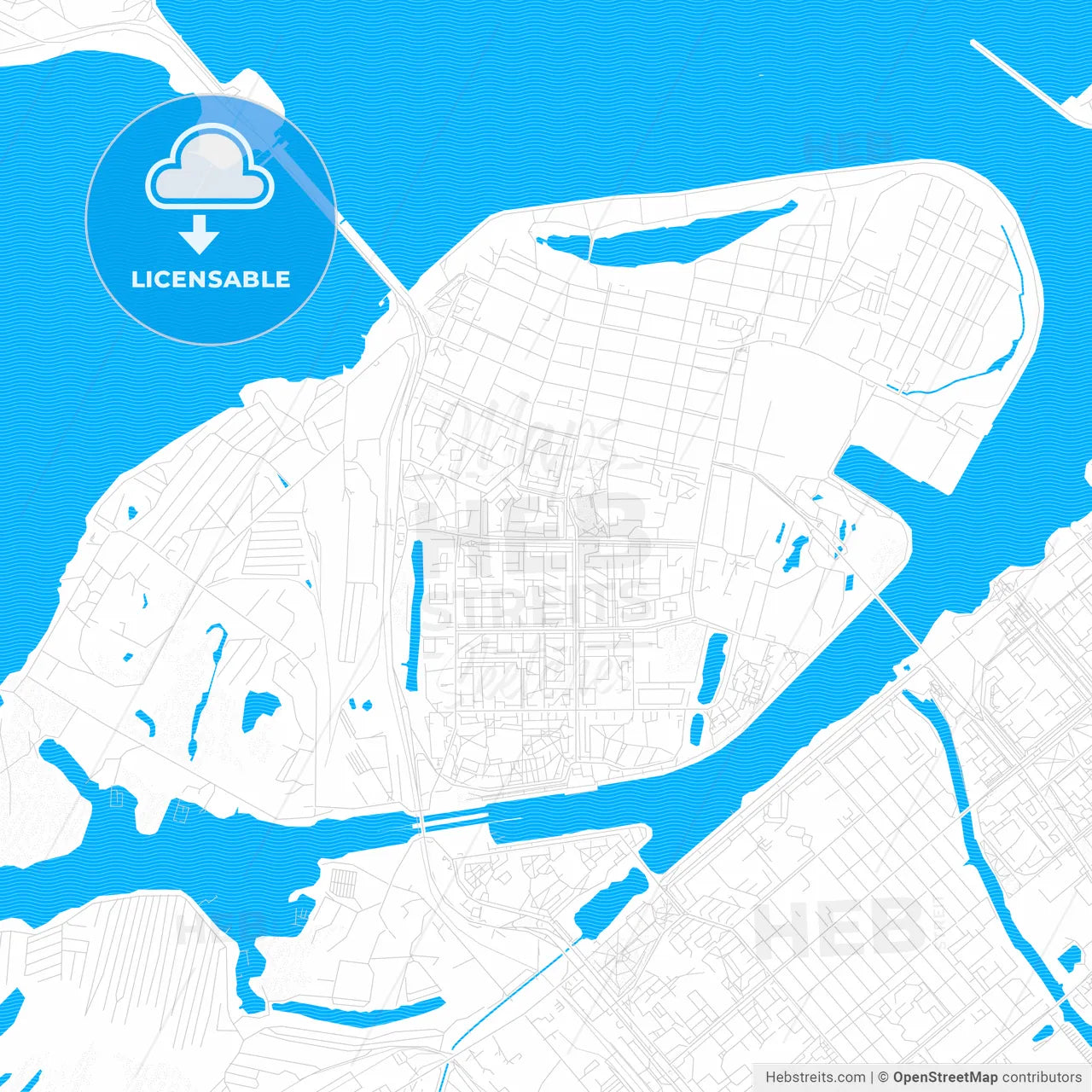 Balakovo, Russia PDF vector map with water in focus