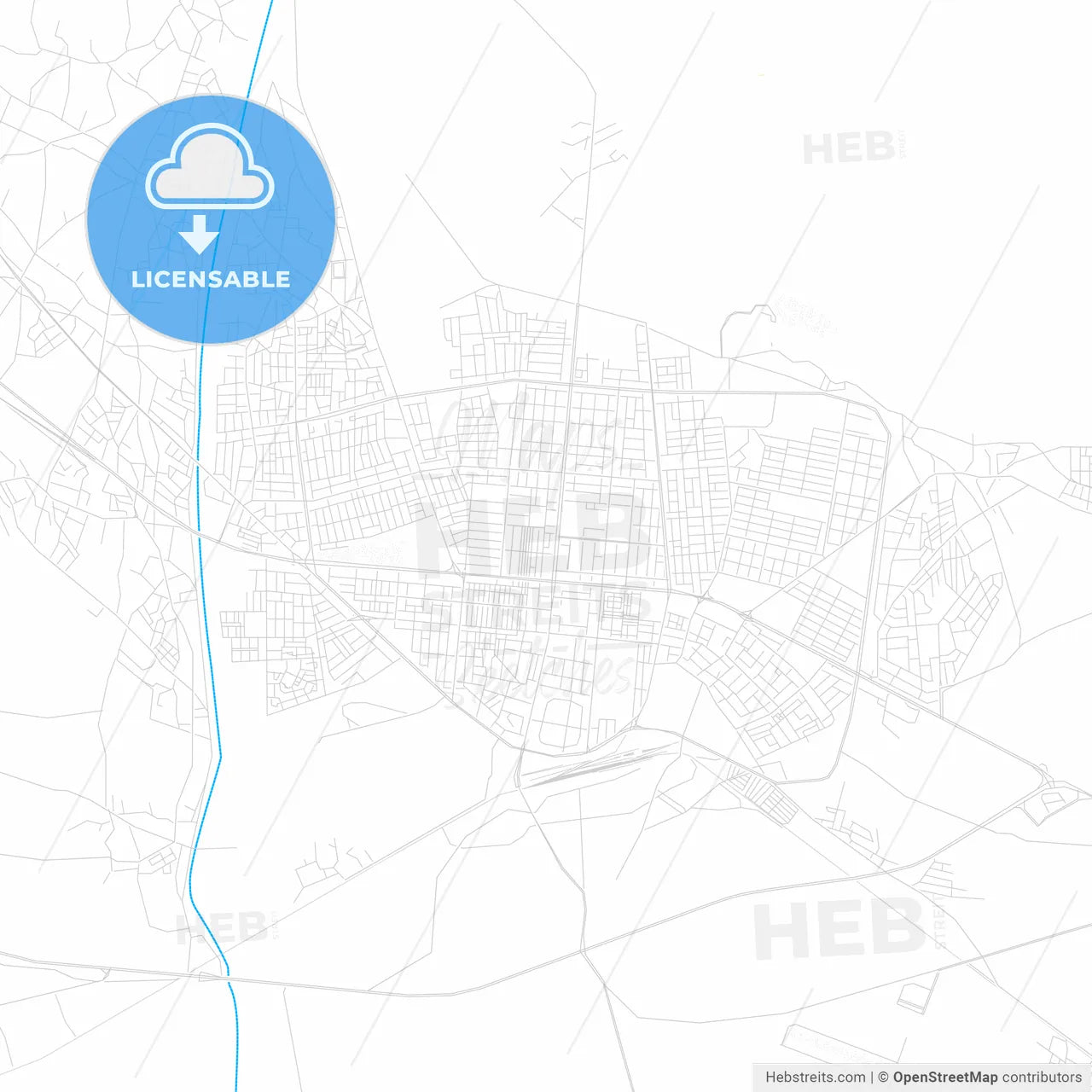 Erzincan, Turkey PDF vector map with water in focus