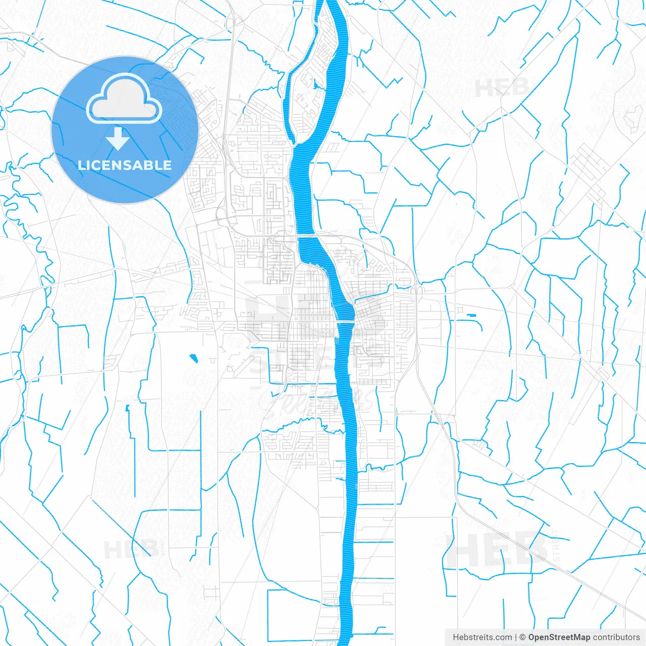 Saint-Jean-sur-Richelieu, Canada PDF vector map with water in focus
