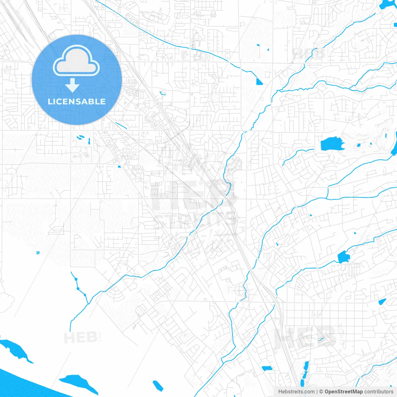 Layton, Utah, United States, PDF vector map with water in focus