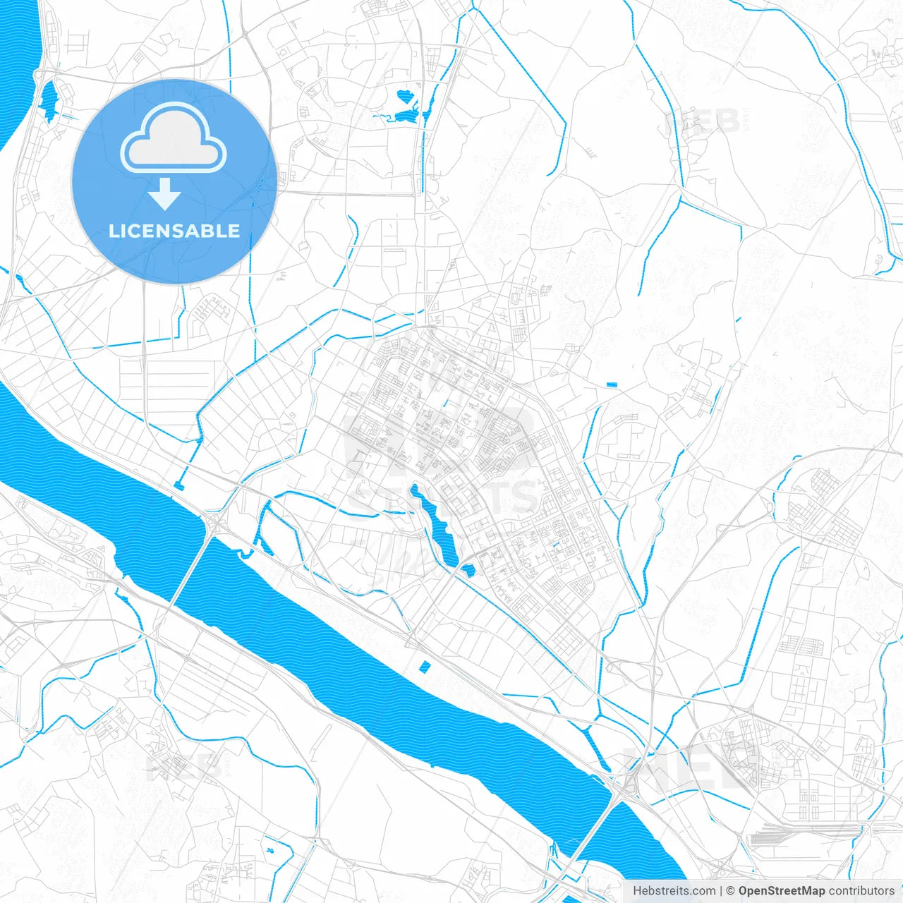 Goyang, South Korea PDF vector map with water in focus