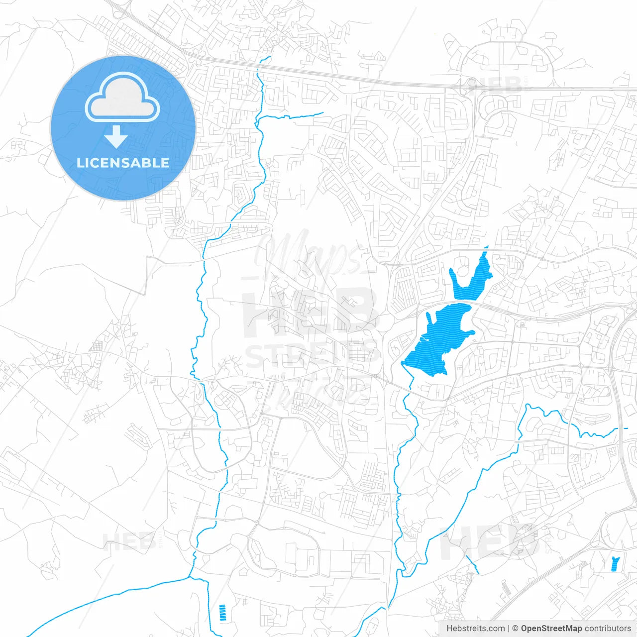 Abuja, Nigeria PDF vector map with water in focus