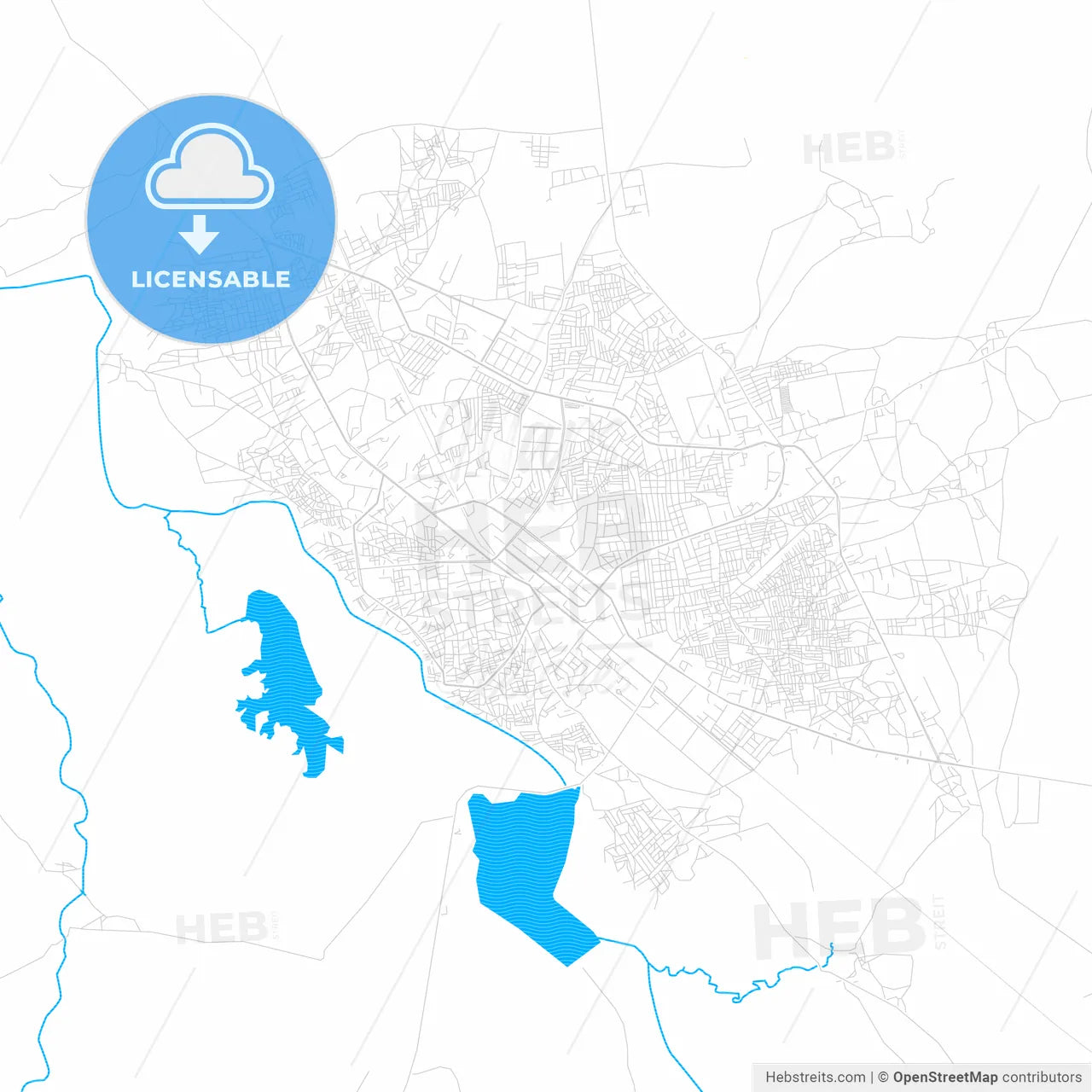 Gusau, Nigeria PDF vector map with water in focus