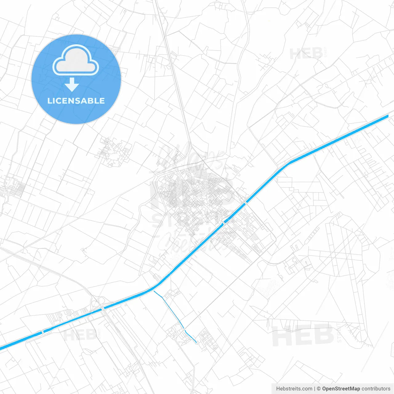 Bilbays, Egypt PDF vector map with water in focus