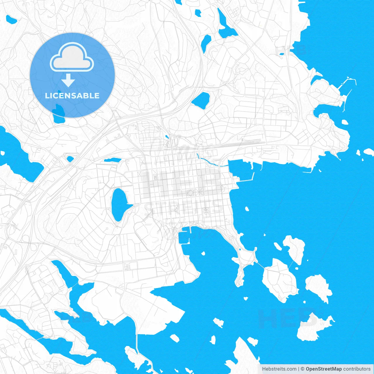 Kuopio, Finland PDF vector map with water in focus