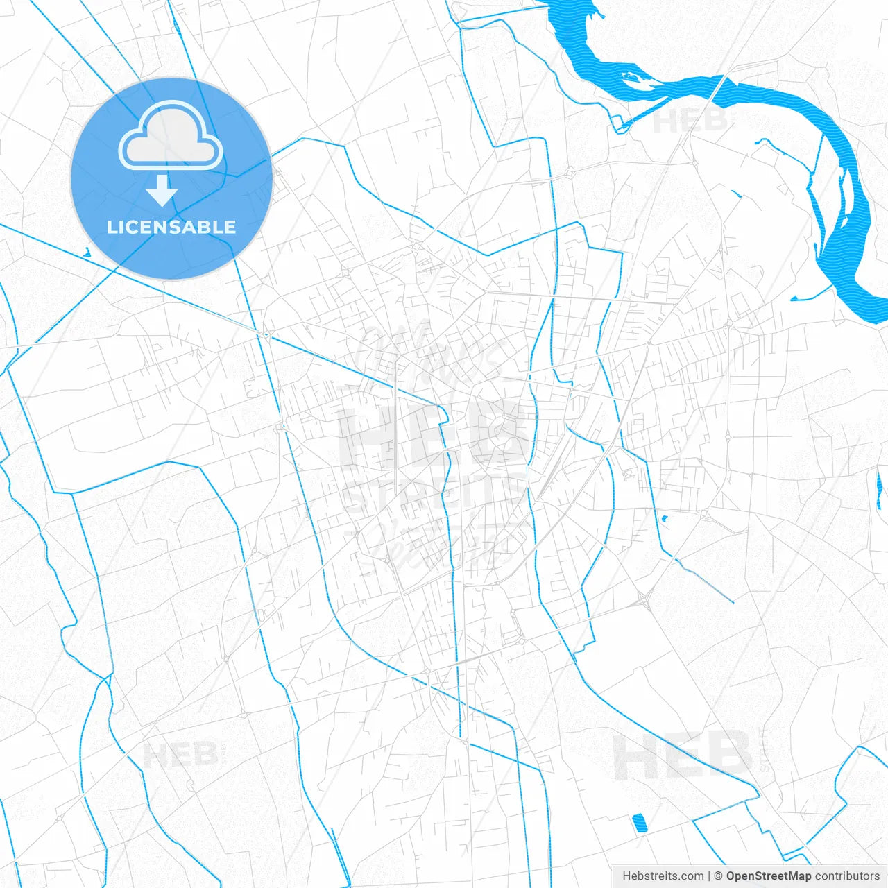 Vigevano, Italy PDF vector map with water in focus