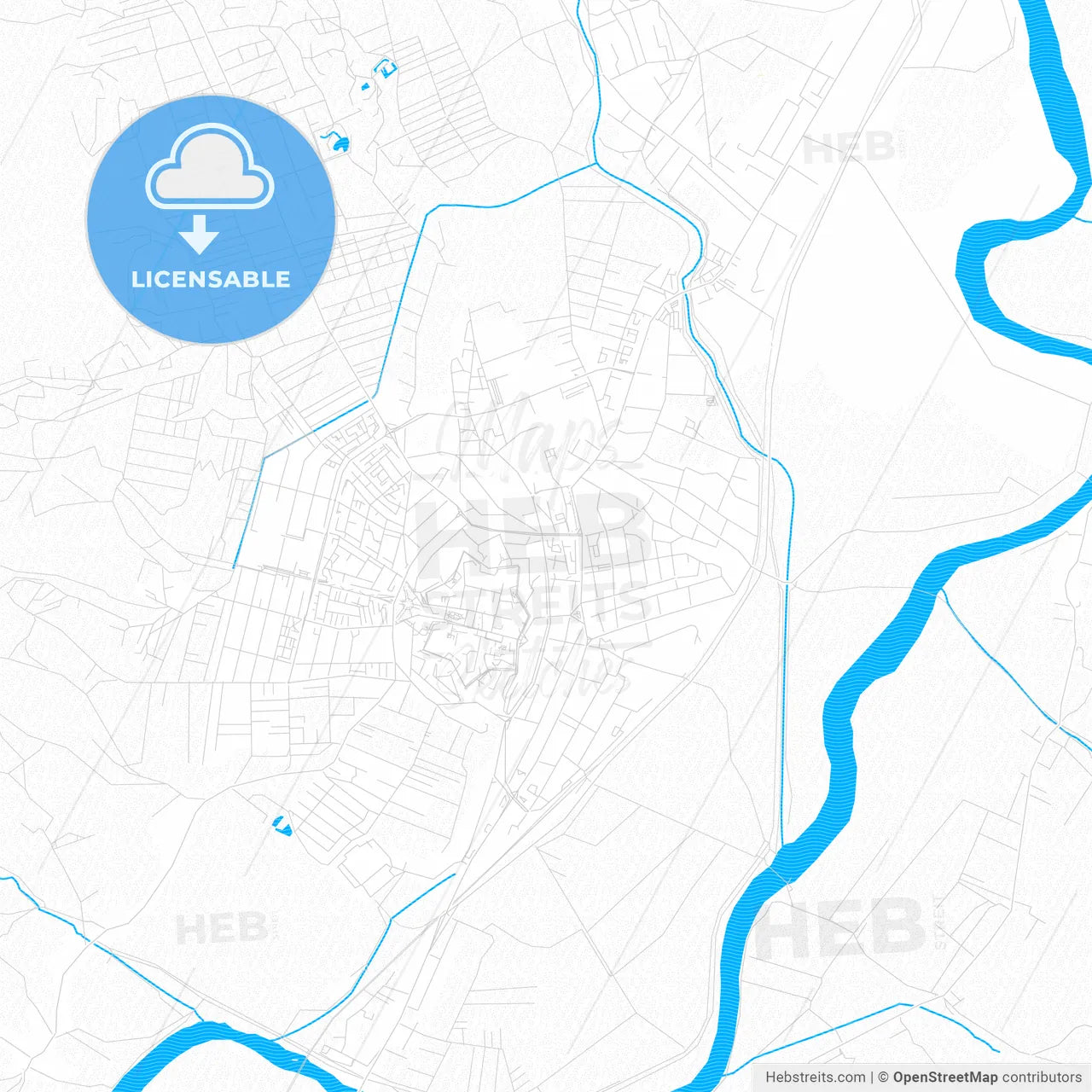 Alba Iulia, Romania PDF vector map with water in focus