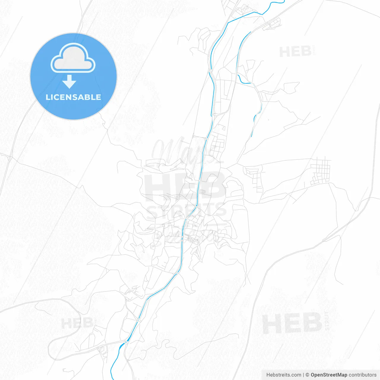 Kastamonu, Turkey PDF vector map with water in focus