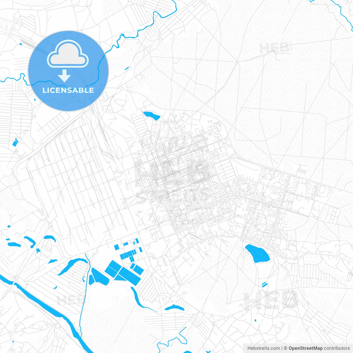 Sieverodonetsk, Ukraine PDF vector map with water in focus