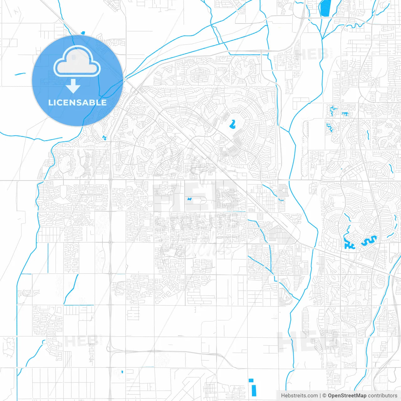 Surprise, Arizona, United States, PDF vector map with water in focus