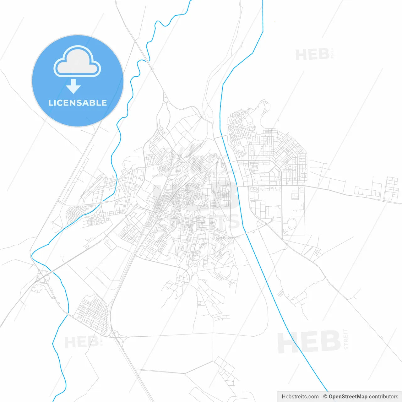 Biskra, Algeria PDF vector map with water in focus