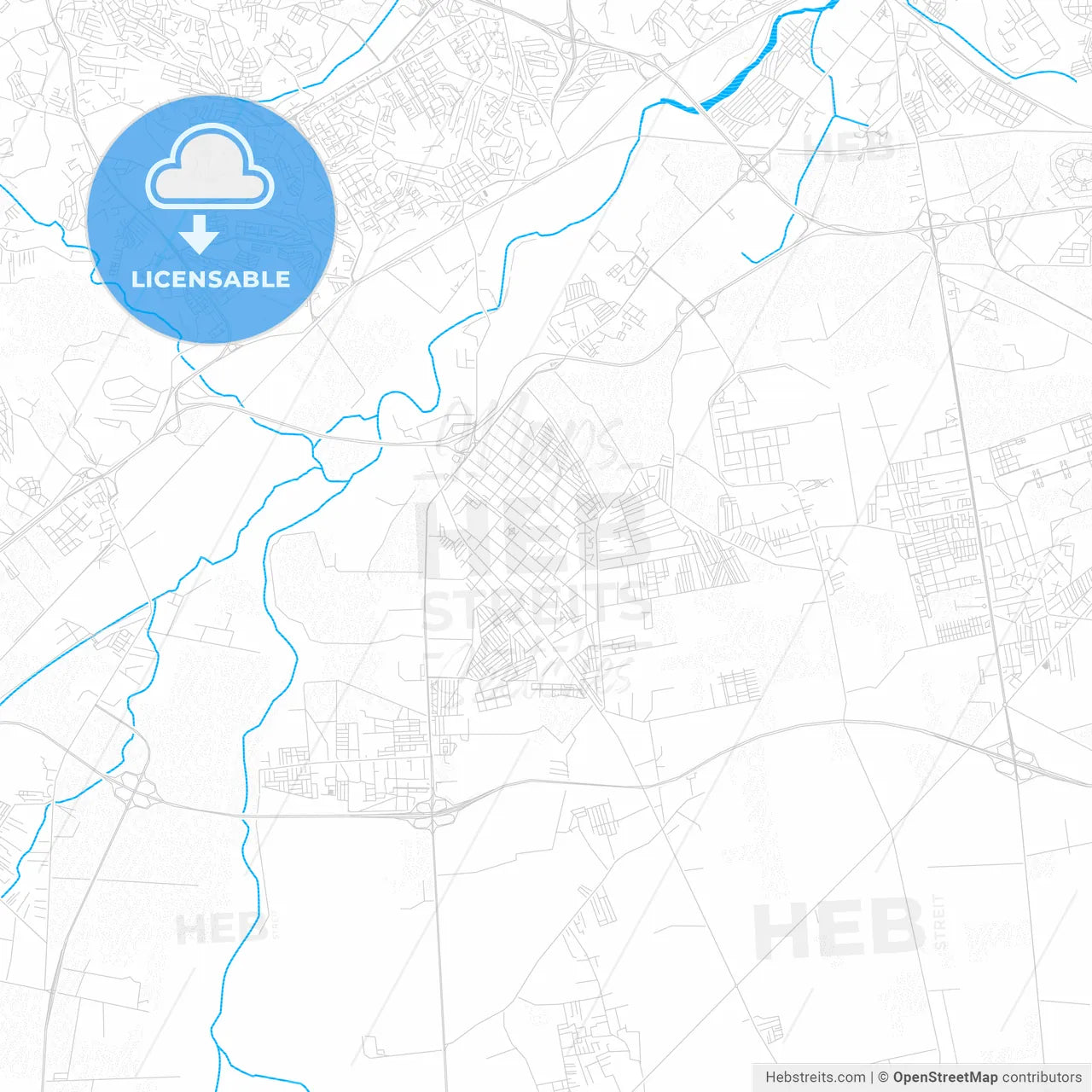 Baraki, Algeria PDF vector map with water in focus