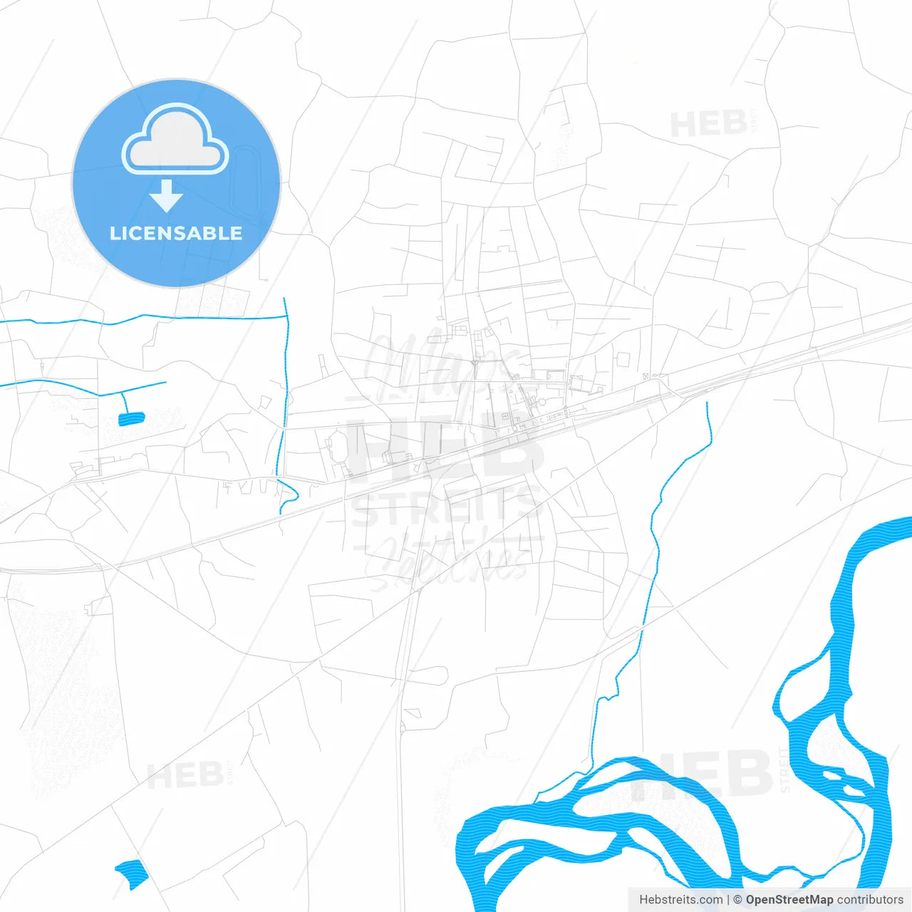 Samtredia, Georgia PDF vector map with water in focus