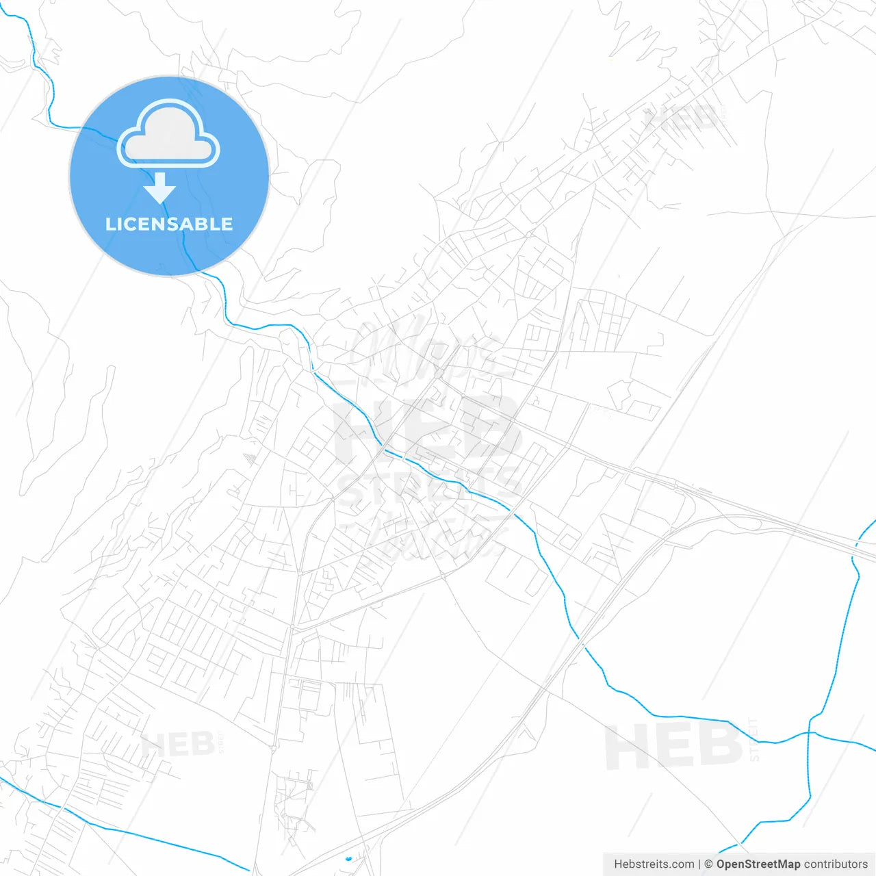 Tetovo, North Macedonia PDF vector map with water in focus