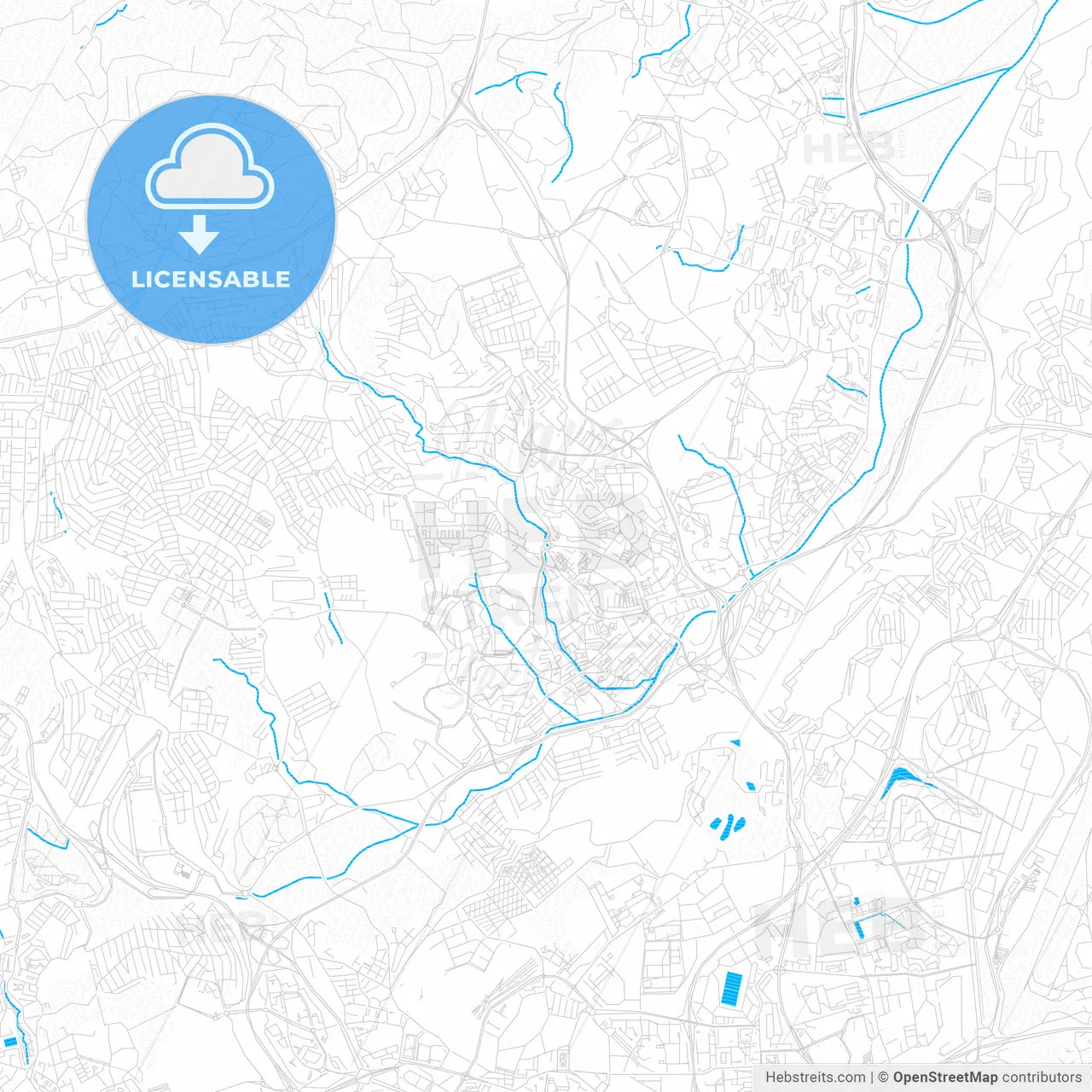 Odivelas, Portugal PDF vector map with water in focus