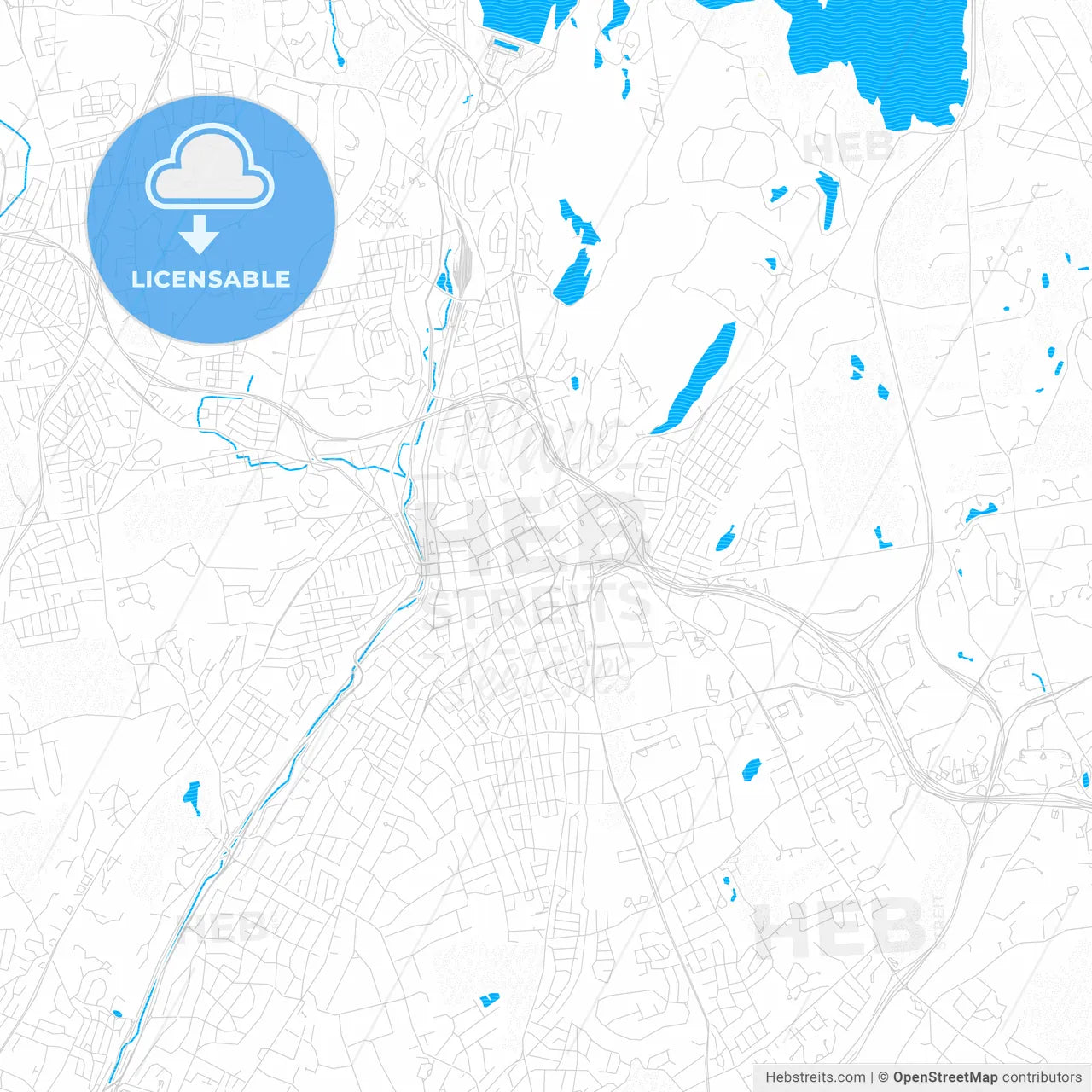 White Plains, New York, United States, PDF vector map with water in focus