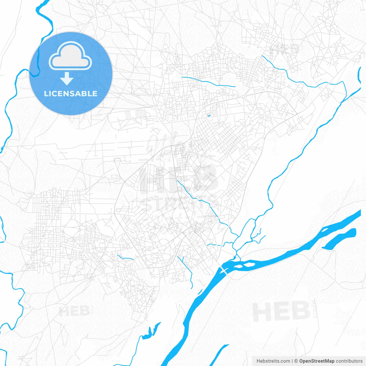Garoua, Cameroon PDF vector map with water in focus