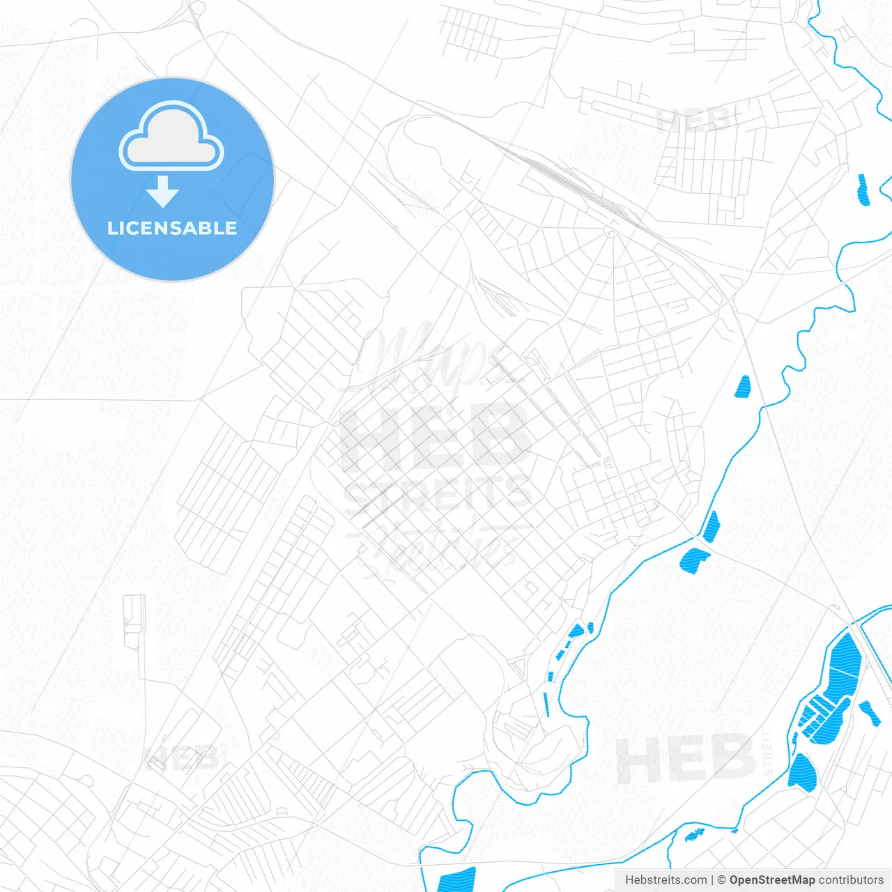 Georgiyevsk, Russia PDF vector map with water in focus