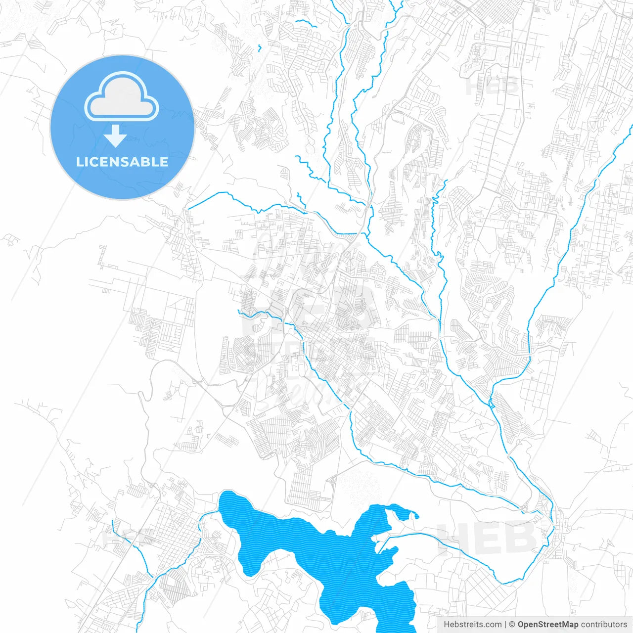 Villa Nueva, Guatemala PDF vector map with water in focus