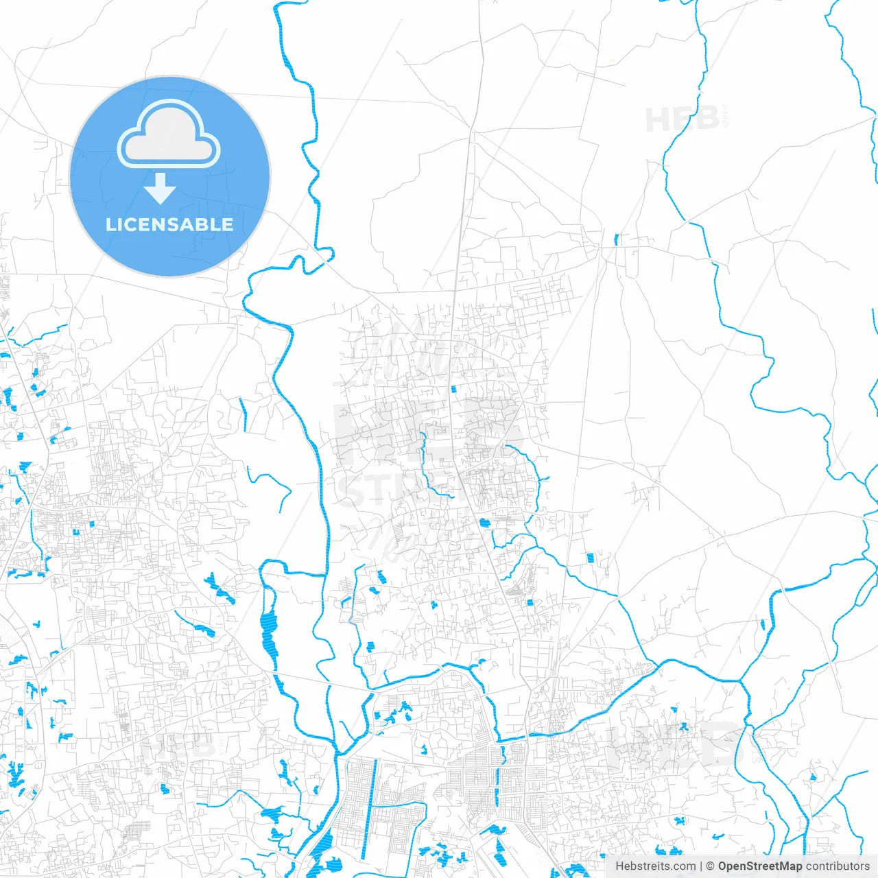 Gazipur, Bangladesh PDF vector map with water in focus