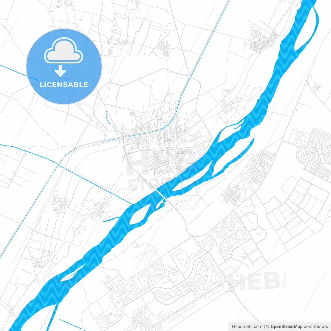 Bani Suwayf, Egypt PDF vector map with water in focus