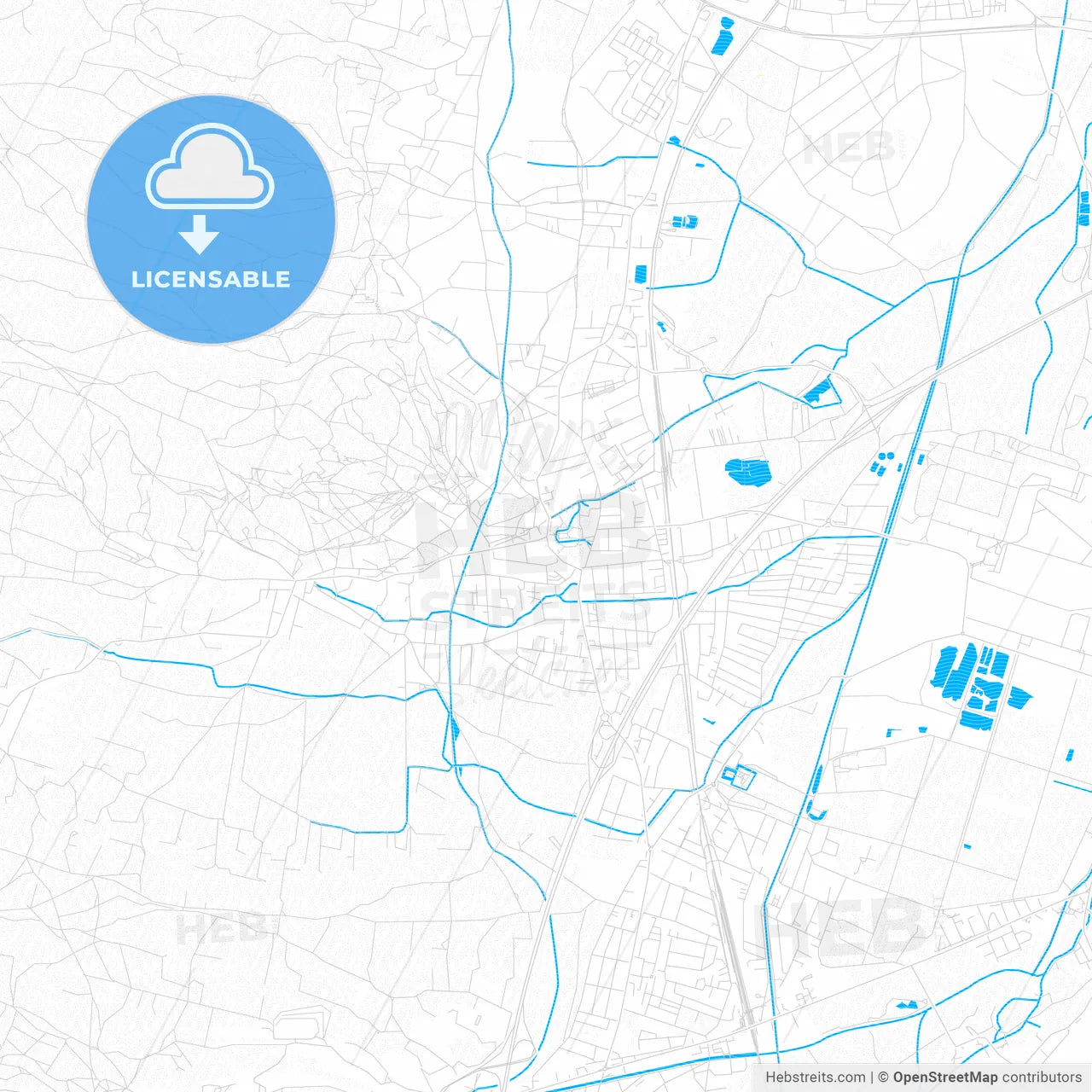 Bad Vöslau, Austria PDF vector map with water in focus