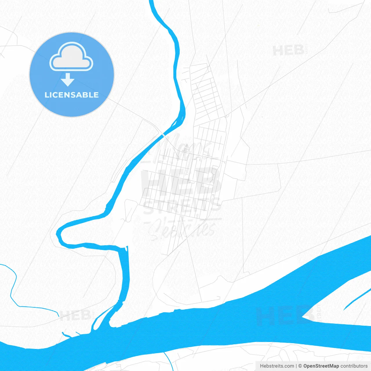 Oltenița, Romania PDF vector map with water in focus