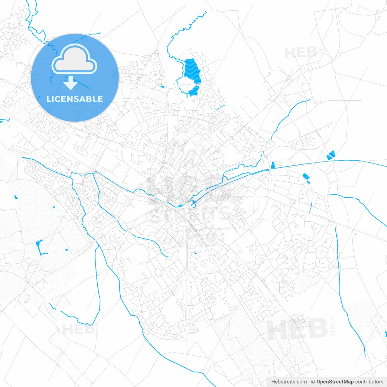 Aylesbury, England PDF vector map with water in focus