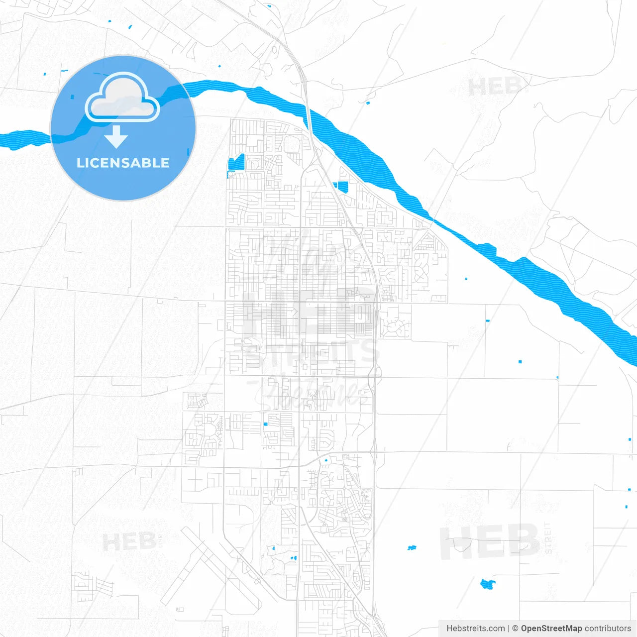 Santa Maria, California, United States, PDF vector map with water in focus