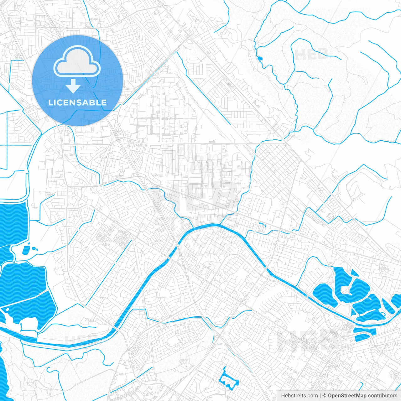 Union City, California, United States, PDF vector map with water in focus