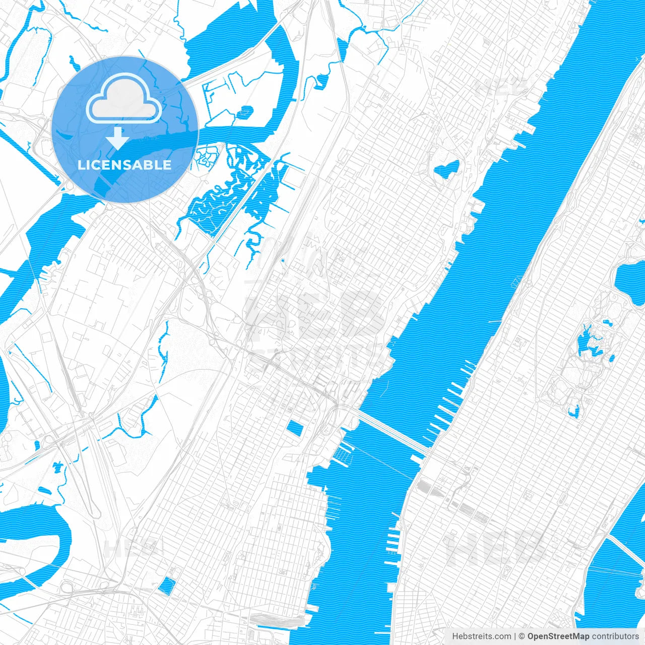 Union City, New Jersey, United States, PDF vector map with water in focus