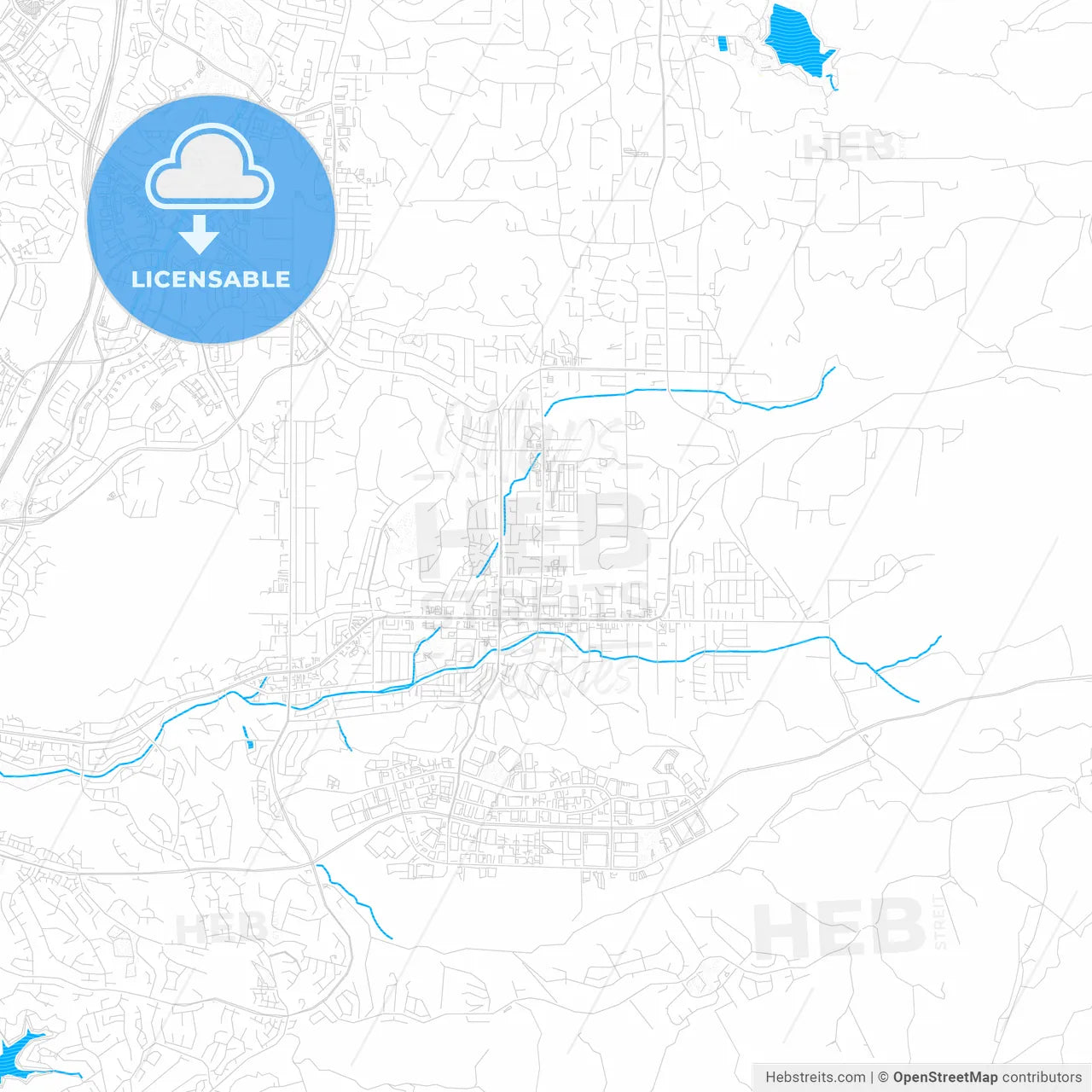 Poway, California, United States, PDF vector map with water in focus