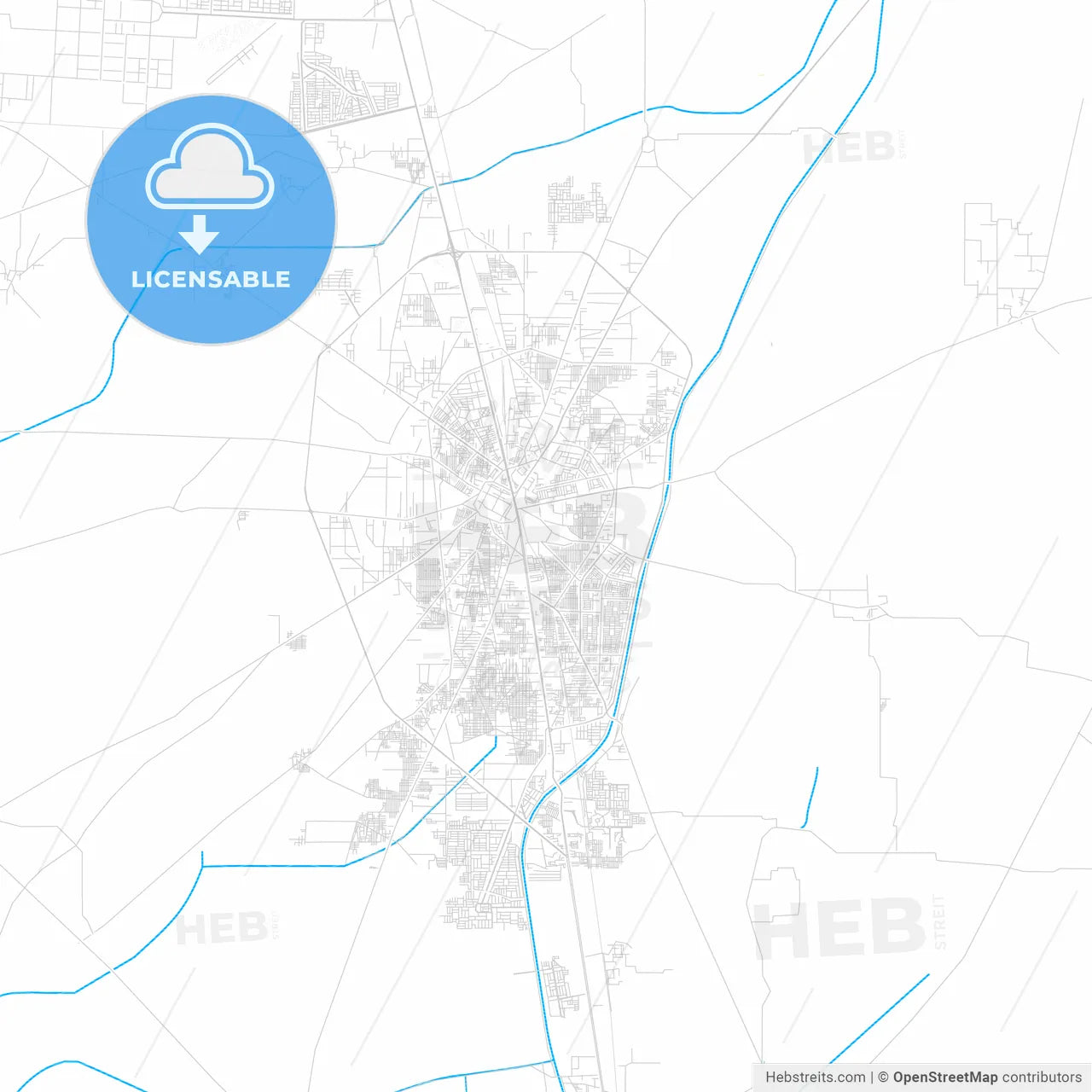 Gujranwala, Pakistan PDF vector map with water in focus