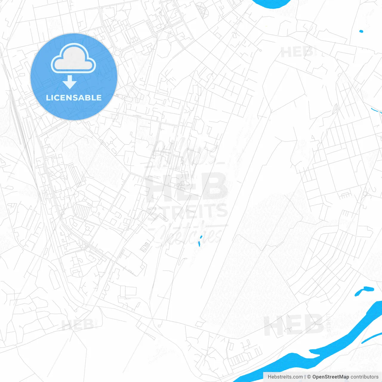 Syktyvkar, Russia PDF vector map with water in focus