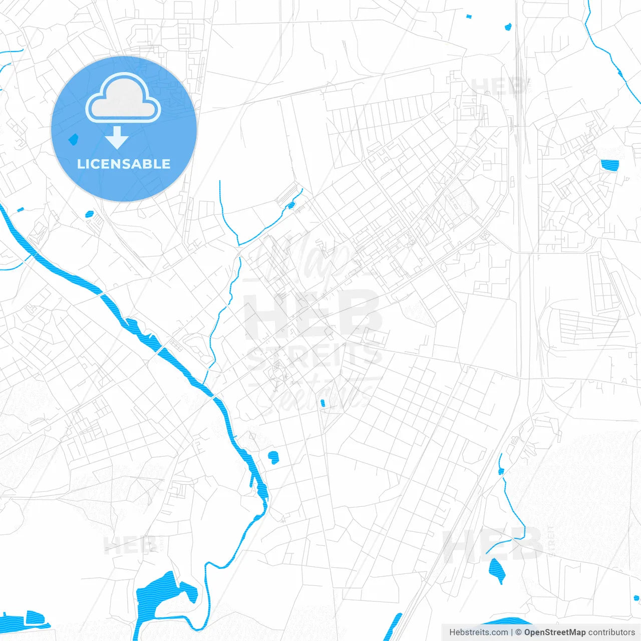 Serpukhov, Russia PDF vector map with water in focus
