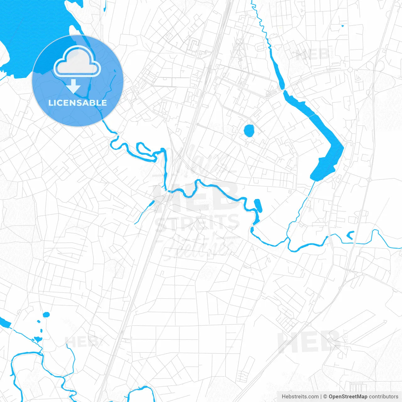 Pushkino, Russia PDF vector map with water in focus