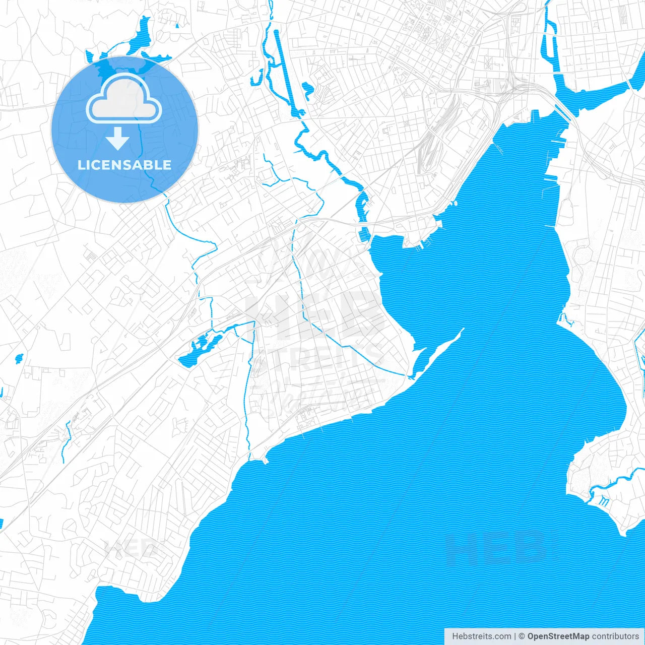 West Haven, Connecticut, United States, PDF vector map with water in focus