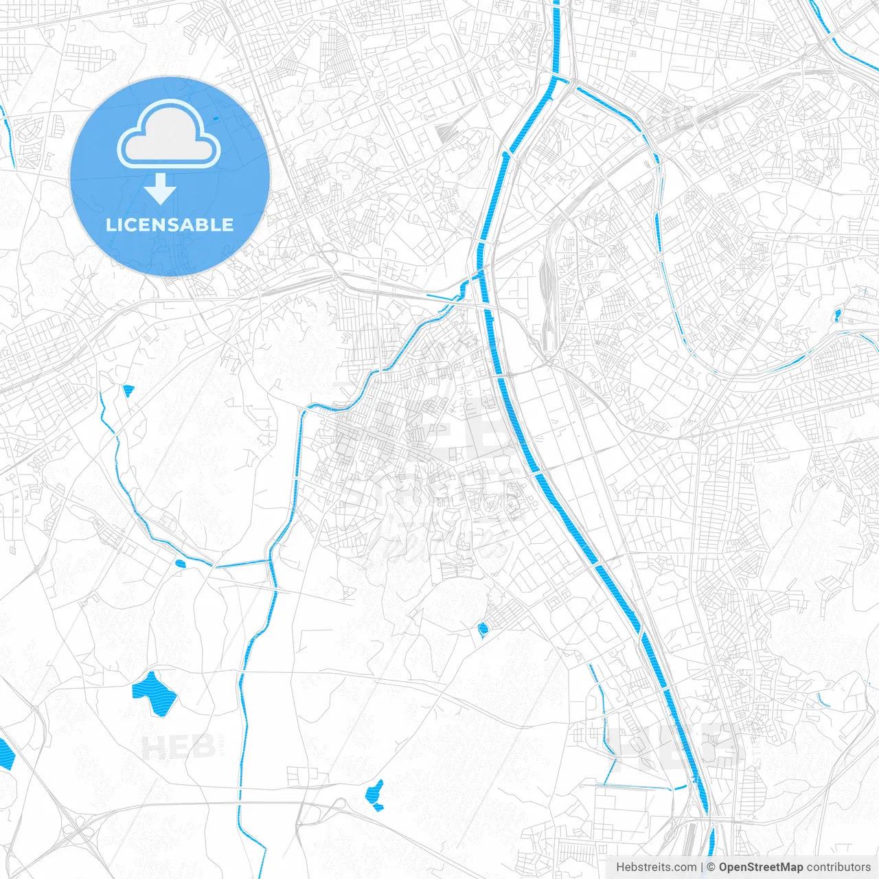 Gwangmyeong, South Korea PDF vector map with water in focus
