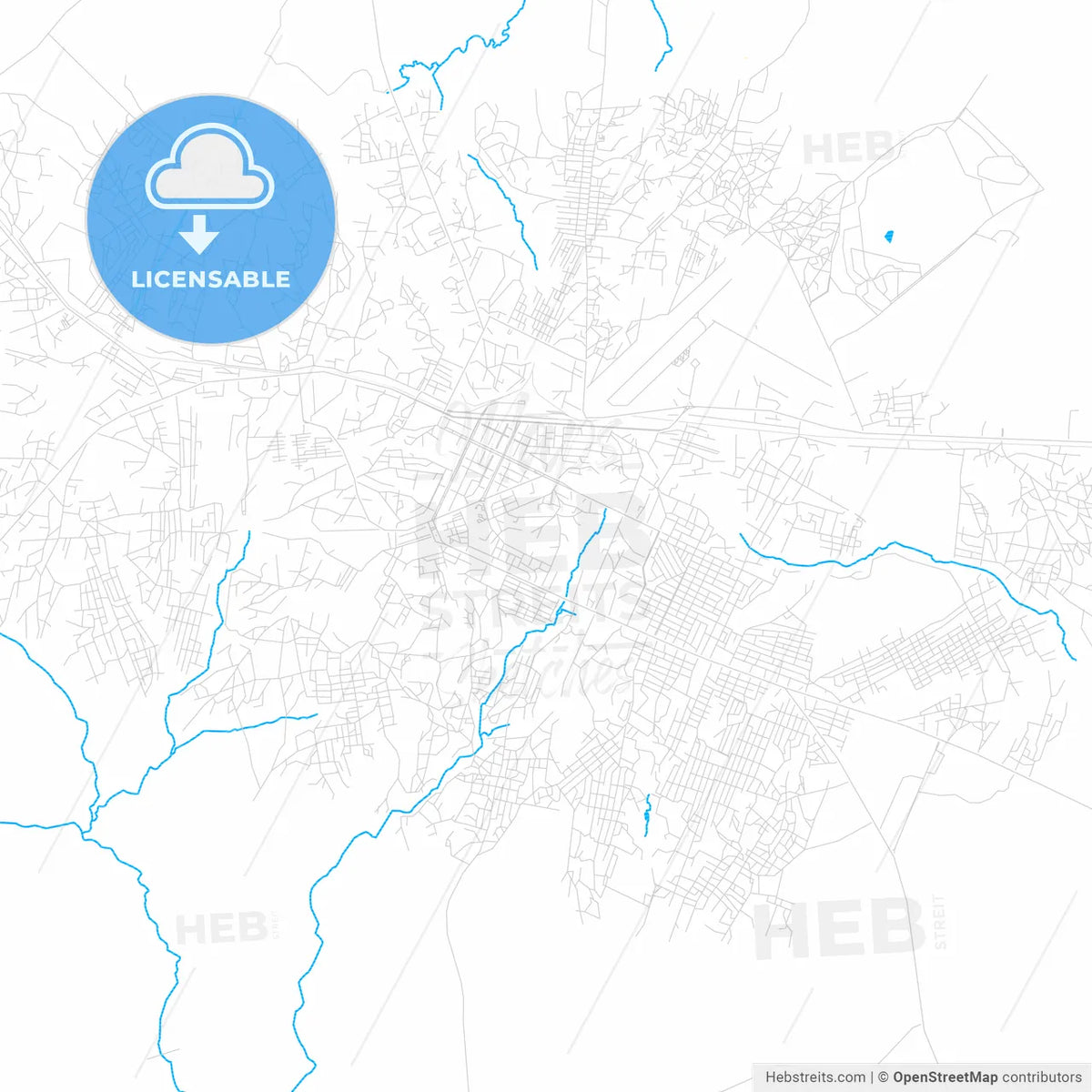 Nampula, Mozambique PDF vector map with water in focus