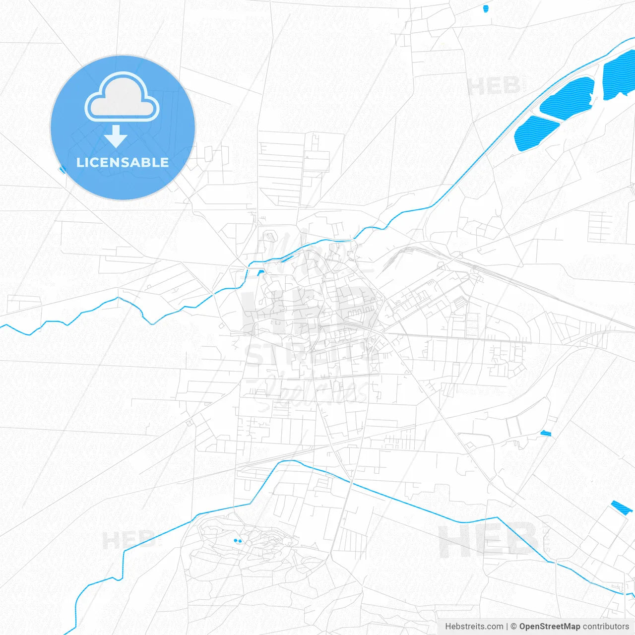 Halberstadt, Germany PDF vector map with water in focus