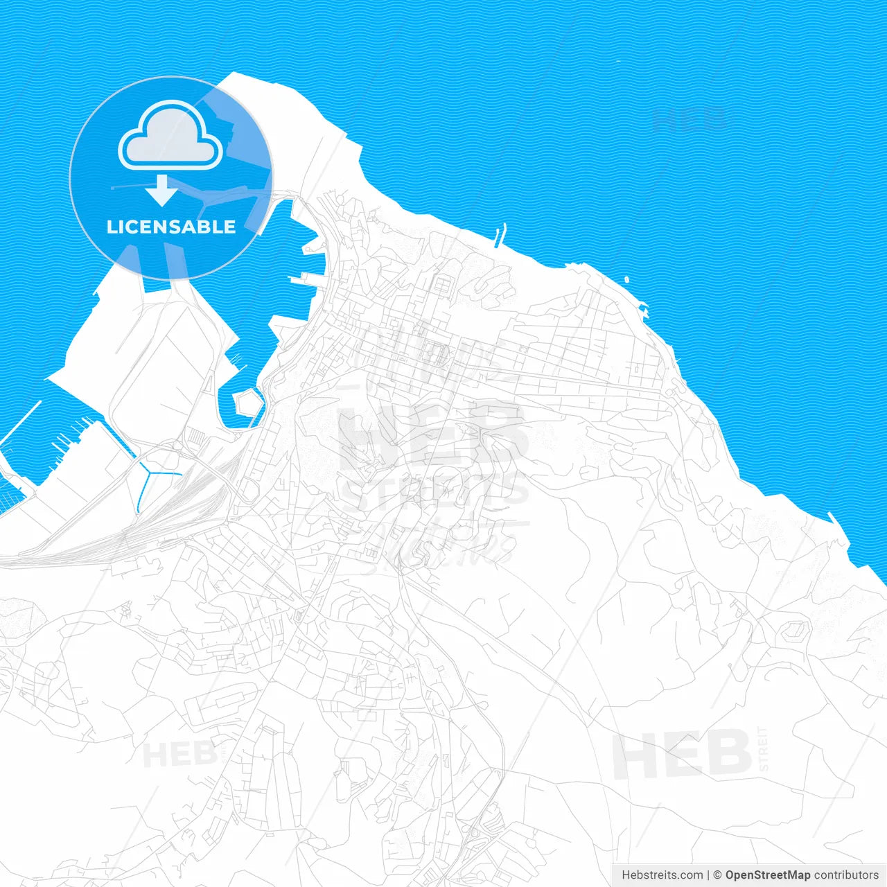 Ancona, Italy PDF vector map with water in focus